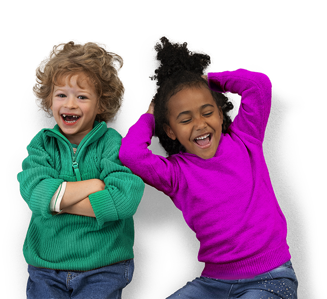 Two children sitting on a couch